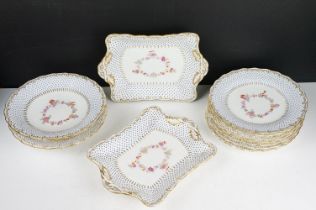 Collection of 19th Century Victorian plates and tazza dishes to include seven plates with moulded