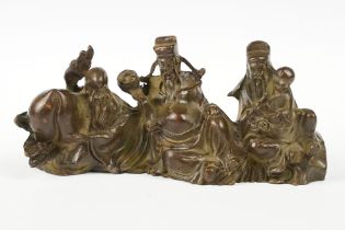 A Chinese bronze Taoism Three Gods of Blessing, Wealth and Longevity ornamental Statue Buddha