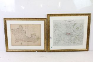 Two 19th Century hand coloured maps to include ' Fifteen Miles Round London' Published by H G