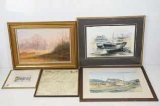 Collection of pictures to include a watercolour painting by Ray Balkwill, print of a City of Bristol