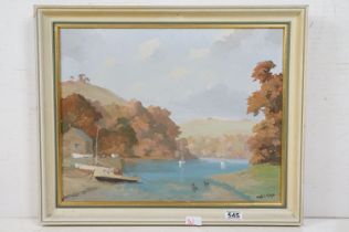 Hugh E Ridge (1899 - 1976), Below Gweek, oil on canvas, signed lower right, label verso from