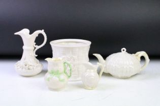 Group of Belleek porcelain, first & second period, to include a first period bamboo pattern