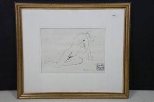 Shenda Amery (b. 1937), female nude, pen and ink, signed lower right and dated '82, 19.5 x 27.5cm,