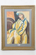 Gilt Framed Oil Painting Portrait of a Seated Man in a soft brimmed hat, 55cm x 38cm