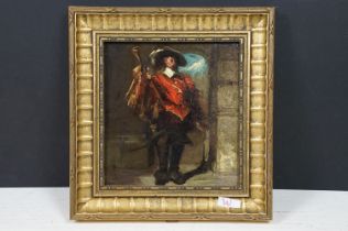 Continental School, portrait of a soldier, oil on panel, 22.5 x 21cm, gilt framed