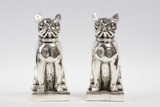 Pair of Dog Condiments stamped 800 in the Art Deco style