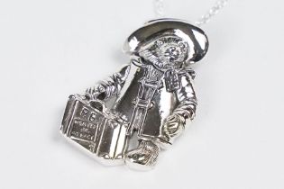 Silver Paddington Bear style Pendant Necklace