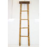 Bamboo Library Ladder with leather cushion top, 163cm high x 40cm wide