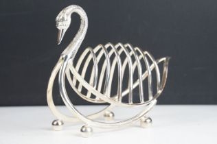 Silver Plated Toast Rack in the form of a Swan, approx 15.5cm tall