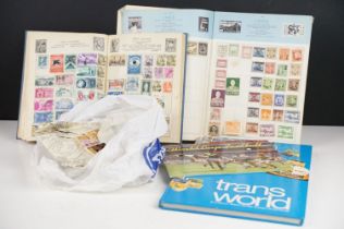 A small collection of British, Commonwealth and World stamps contained within three albums