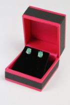Pair of Emerald Stud Earrings on Silver Posts