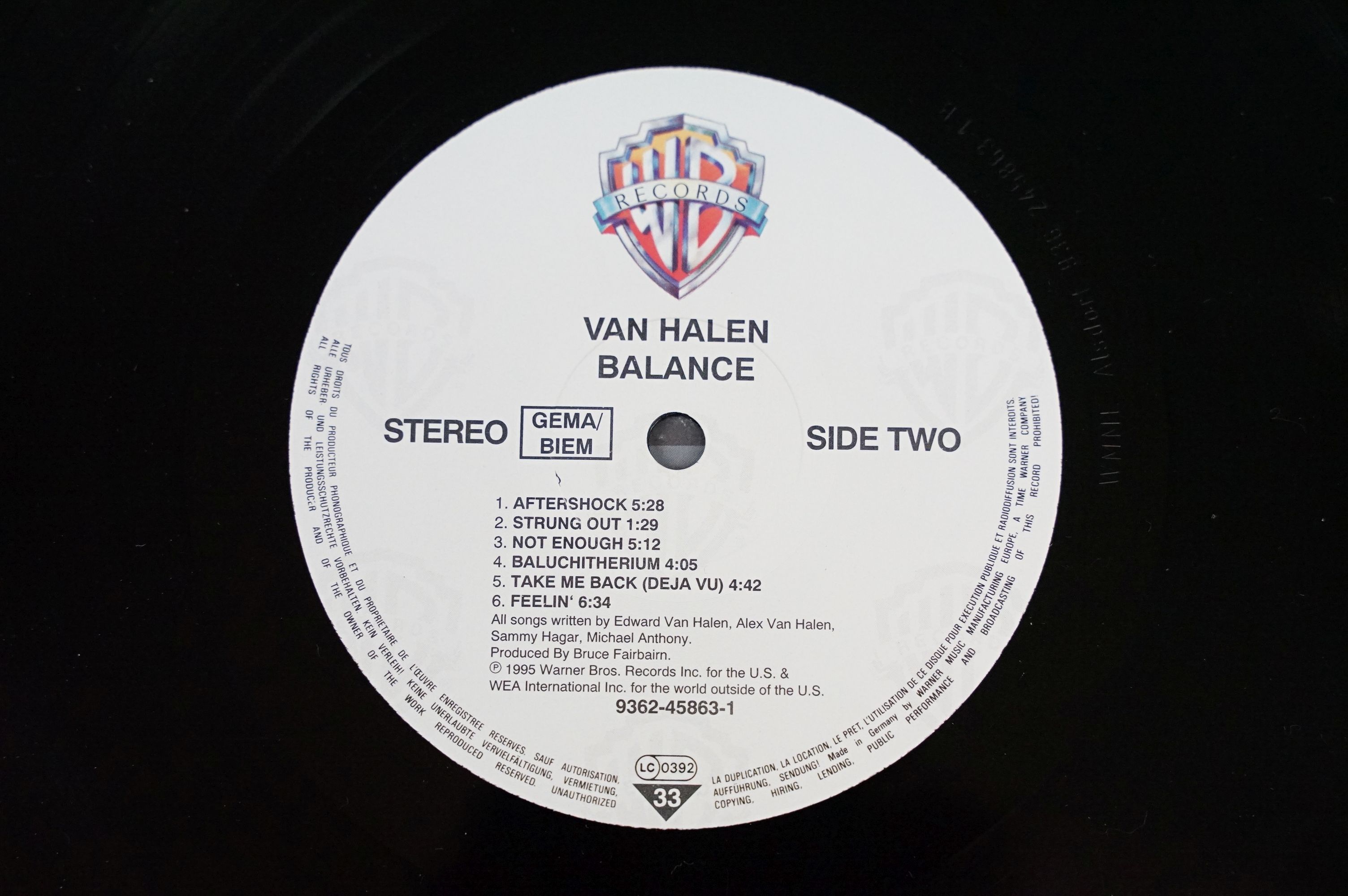 Vinyl - Van Halen – Balance. Original UK / EU 1995 1st pressing on Warner Bros. Records 9362-45863-1 - Image 4 of 6