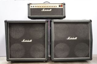 Marhsall JCM 900 valve guitar amplifier, along with a JCM410A cabinet, and a JCM410B cabinet, and