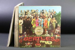 Vinyl - 9 The Beatles LPs to include Sgt Pepper (original UK stereo with flame inner), Rubber