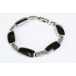 Silver, marcasite and onyx bracelet