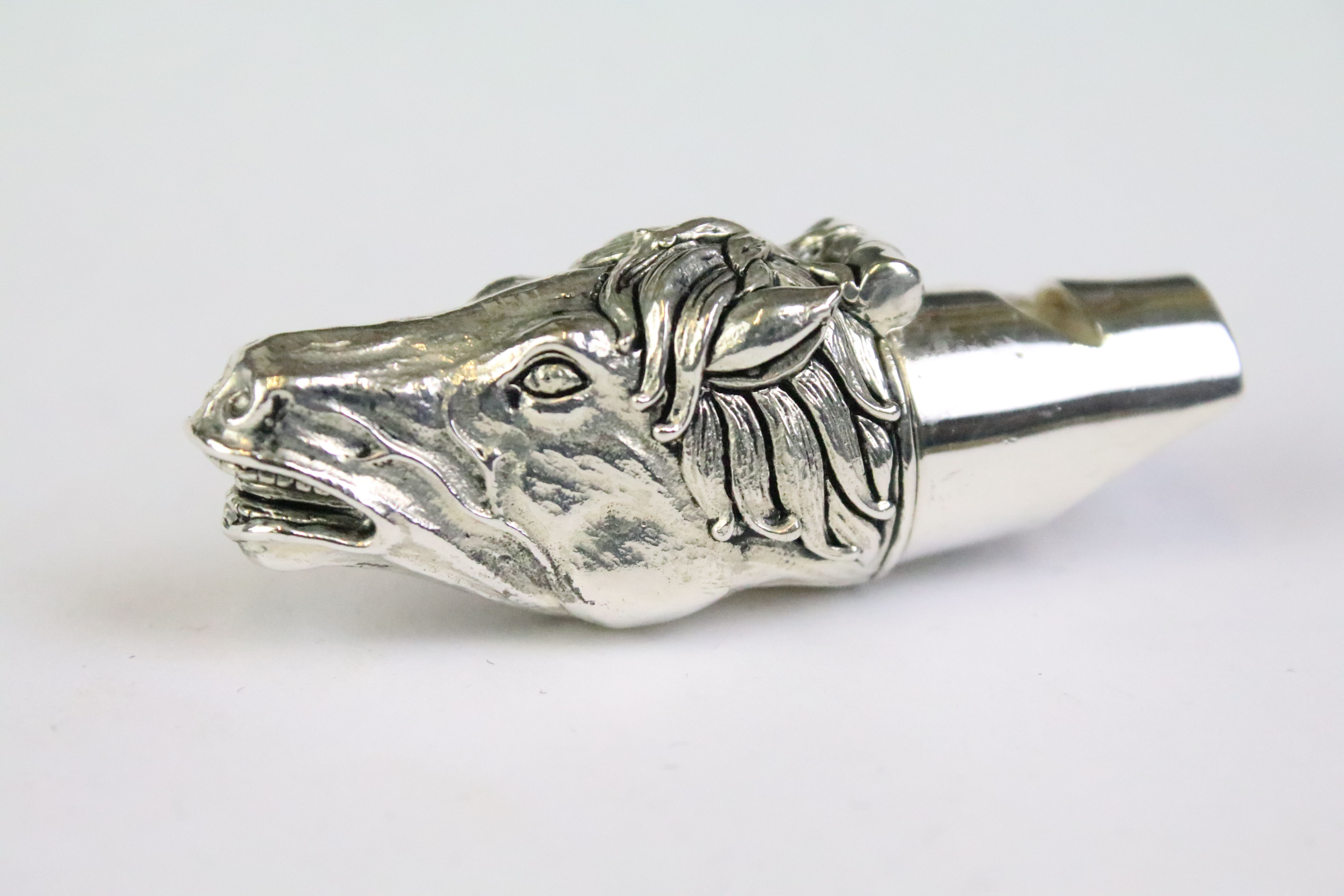 Substantial silver horse head whistle