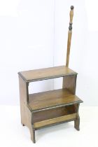 Vintage set of library steps with under tray, 53.5cm high x 48.5cm wide x 34cm deep