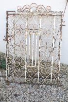 Pair of painted wrought iron garden gates with scrolled detail, approx 114cm H x 81cm W