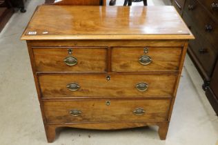 19th century mahogany chest of two short and two long drawers on bracket feet, 89cm high x 93cm wide