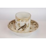 18th Century Continental porcelain cabinet cup and saucer with hand painted floral & gilt