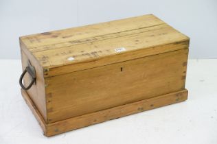 Vintage pine tack box, 29cm high x 63cm wide x 32cm deep