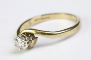 18ct yellow gold single stone diamond ring of 20 points