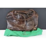 Mulberry dark leather crocodile effect shoulder bag, with Mulberry storage bag, 31m high x 47cm wide