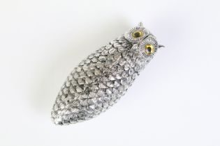 Silver plated owl vesta case