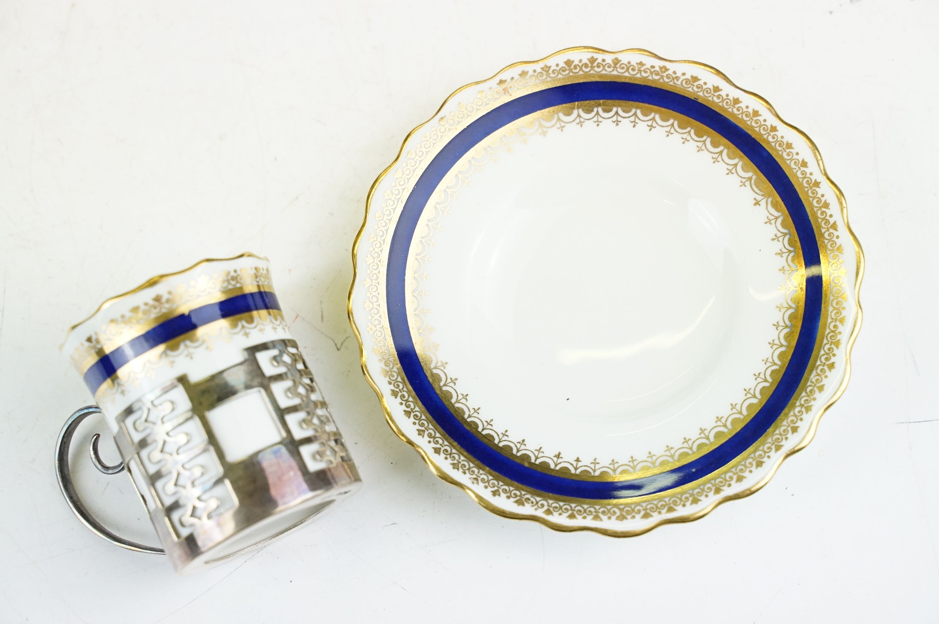 Early 20th century cased set of six Aynsley coffee cups & saucers with cobalt blue & gilt - Image 4 of 10