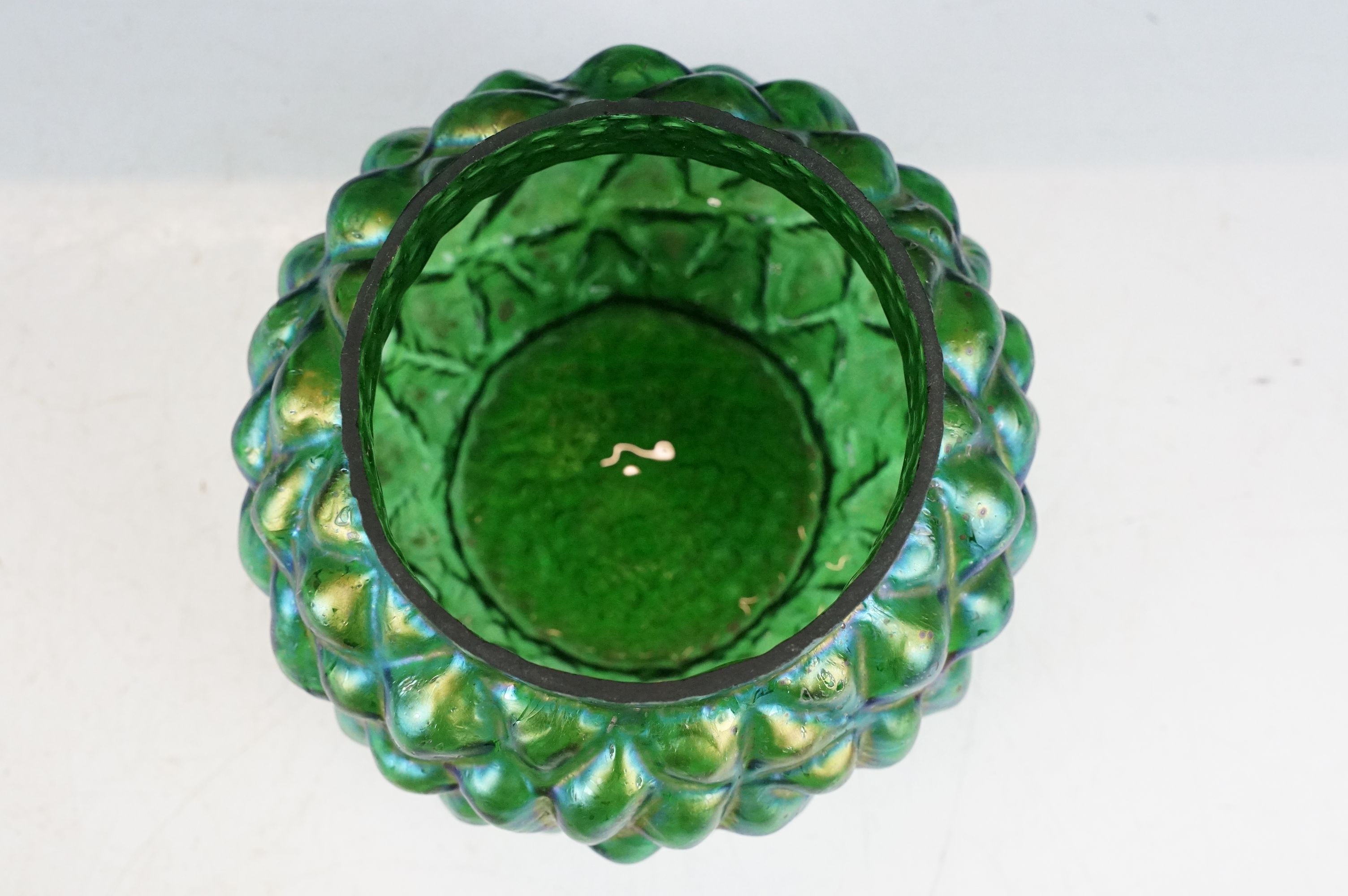 Two early 20th century Kralik iridescent glass rose bowls to include a green glass textured - Image 10 of 14