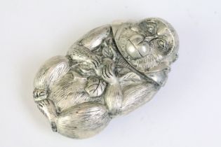 Silver plated monkey vesta case