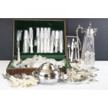 A canteen of silver plated cutlery within original packaging, together with a quantity of mixed...