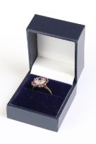 18ct yellow gold ruby and diamond cluster ring