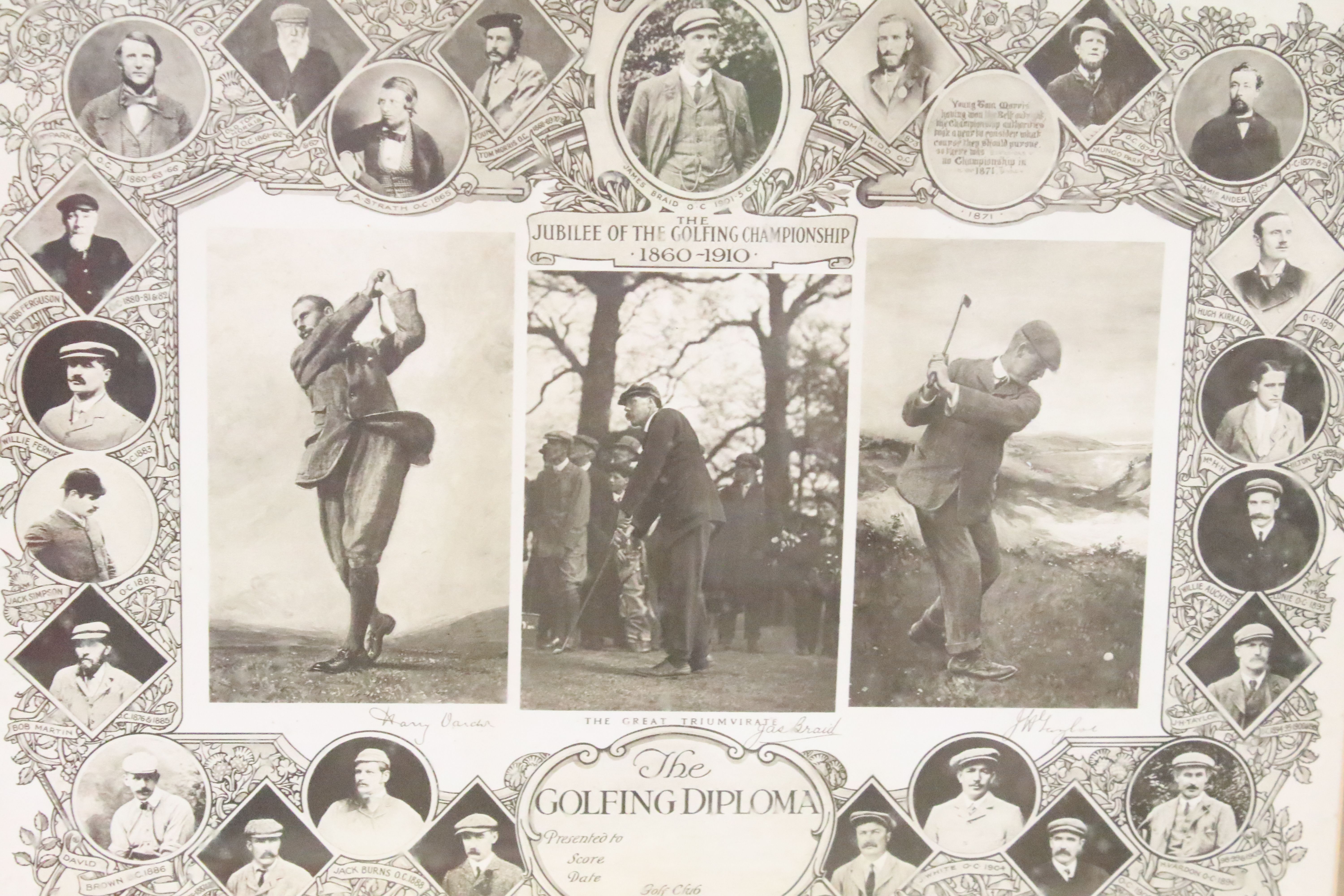 The Golfing Diploma, The Jubilee of The Golfing Championship 1860--1910, sepia print, 40 x 52.5cm, - Image 2 of 3