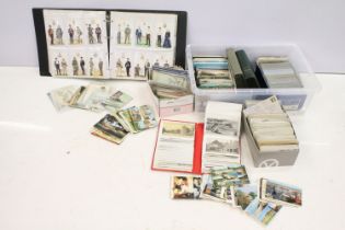 A large collection of early to mid 20th century postcards to include military, silk,