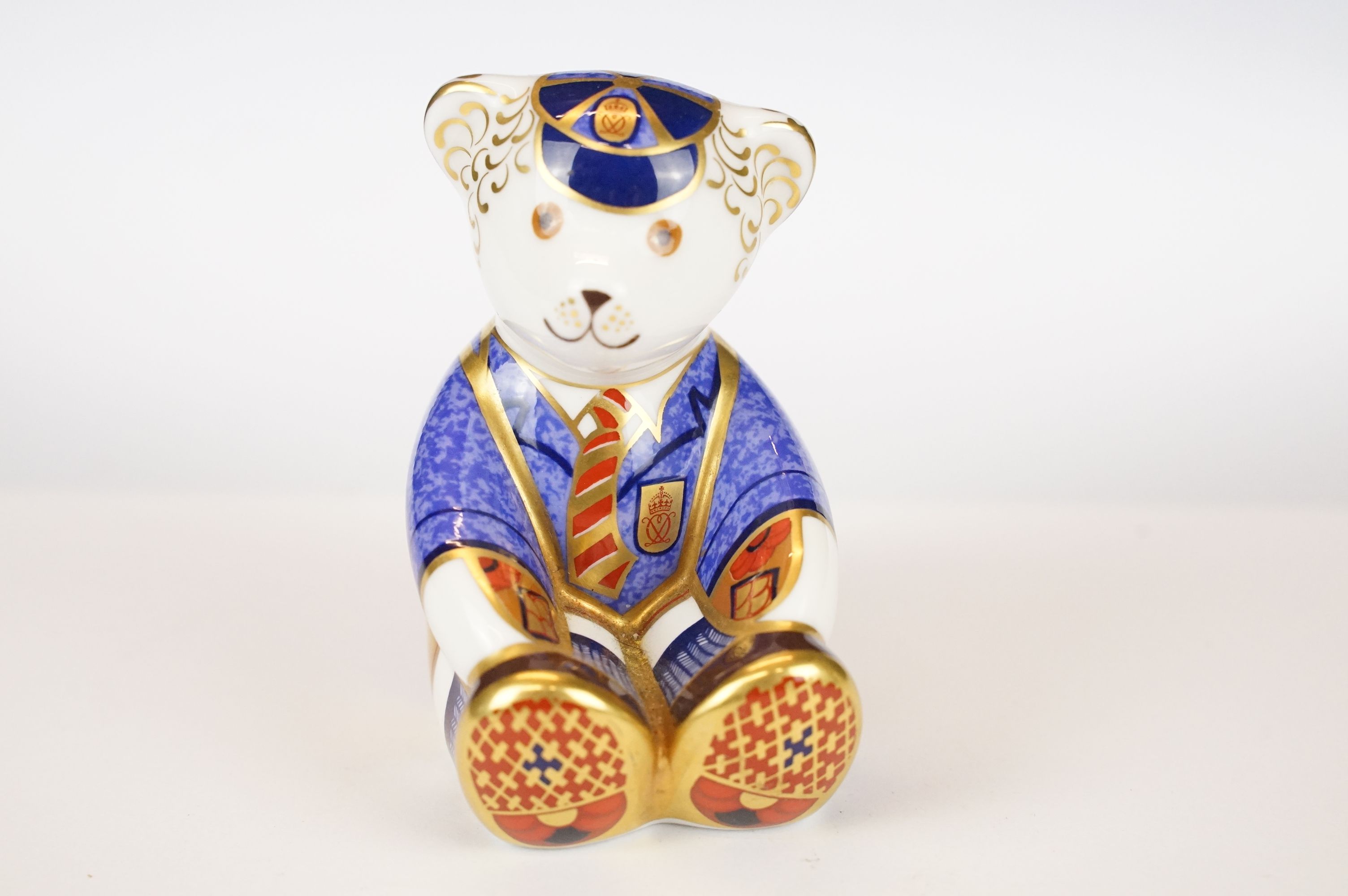 Royal Crown Derby Schoolboy Teddy paperweight, with gold stopper, approx 8cm tall - Image 2 of 5