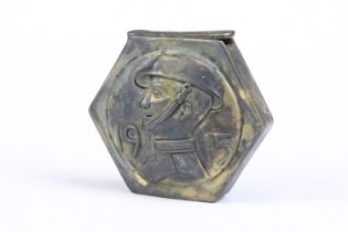 Brass cased vesta with embossed decoration