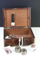 A small group of mixed costume jewellery to include a gents wristwatch and a gold pendant, contained