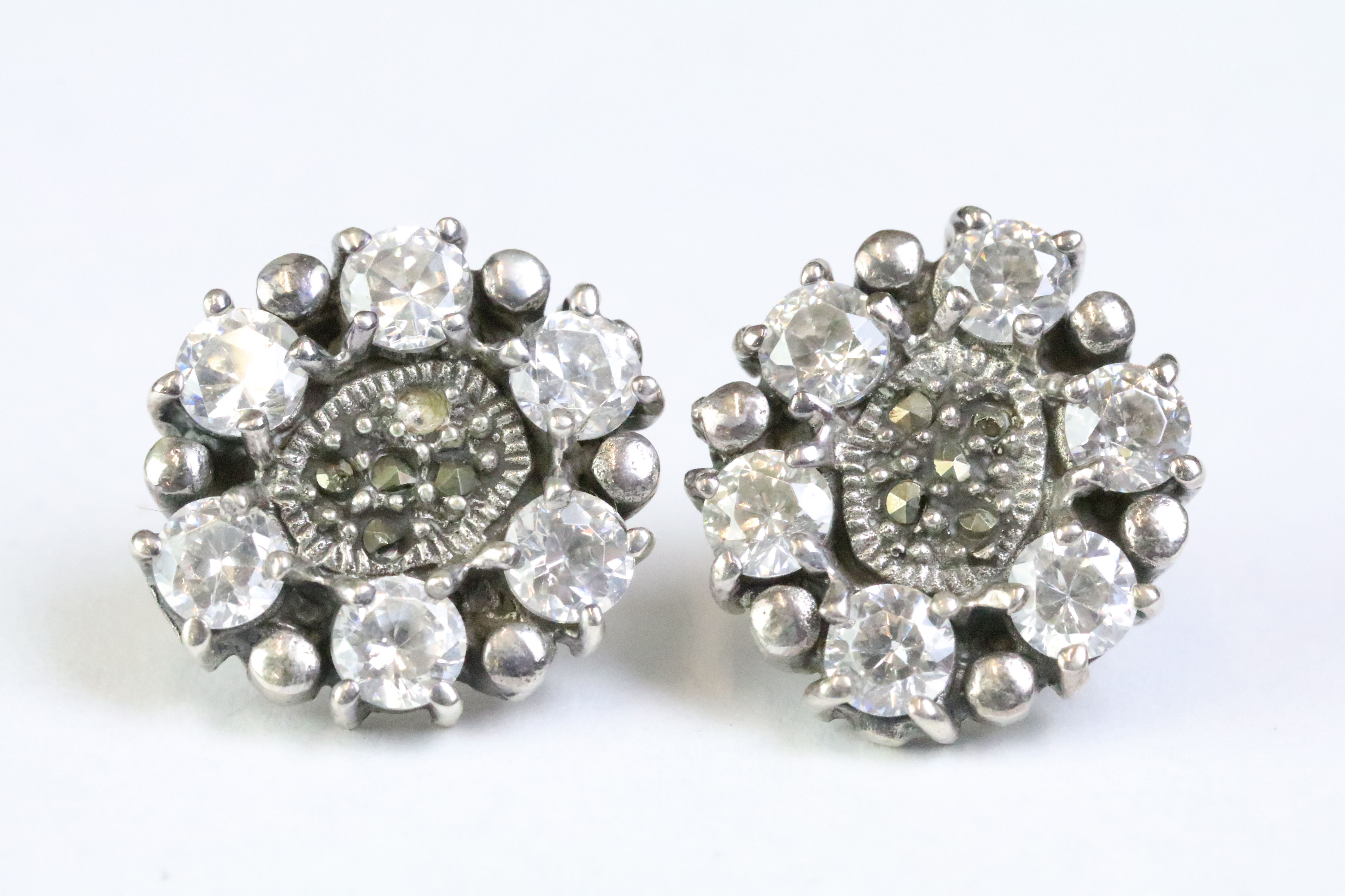 Pair of silver and CZ stud earrings - Image 2 of 3