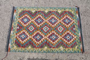 Hand knotted woollen Chobi Kilim rug, 150cm long x 100cm wide