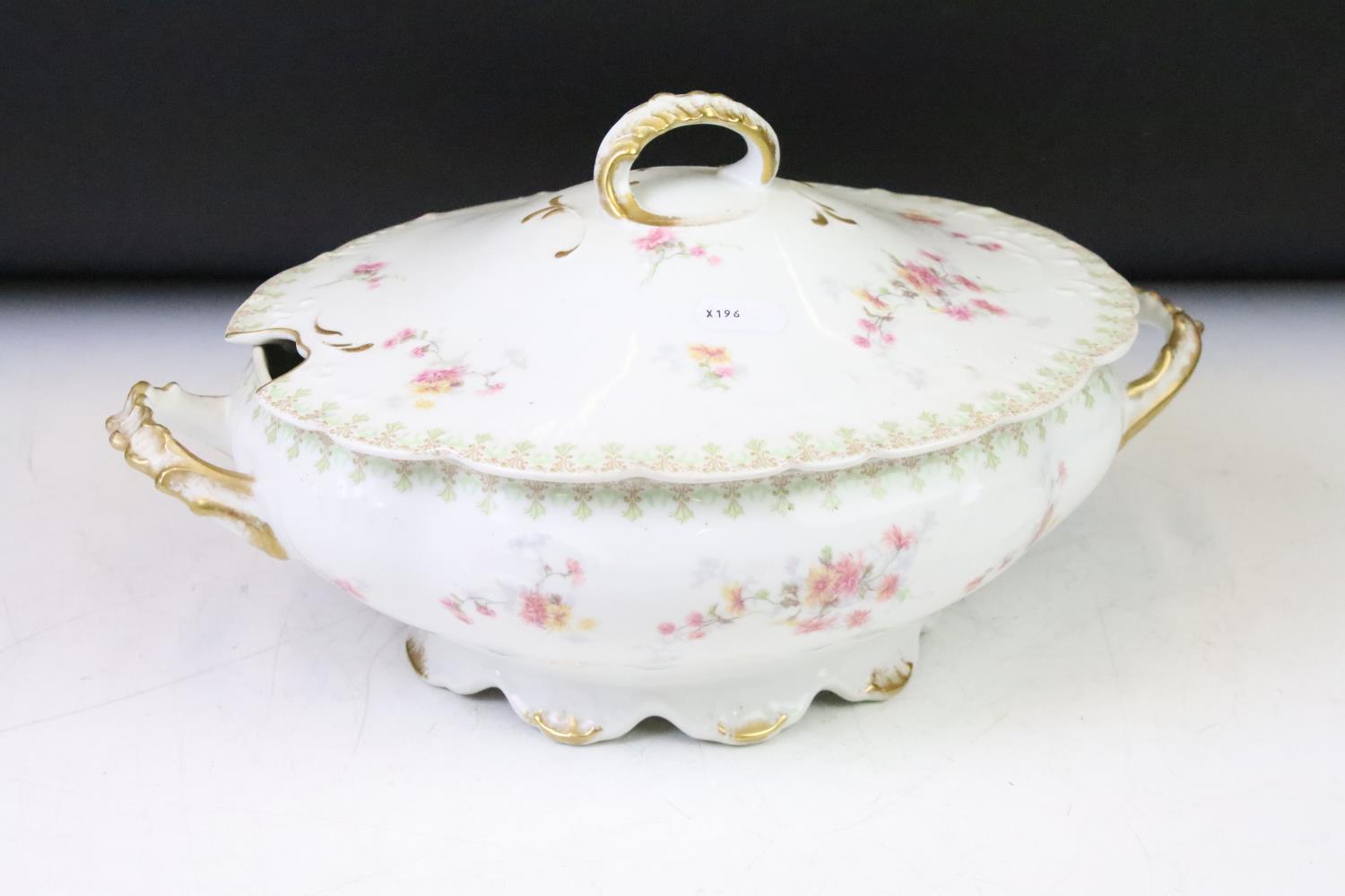 Limoges extensive dinner set to include approximately; two large lidded tureens, 1 oval platters, - Image 6 of 12