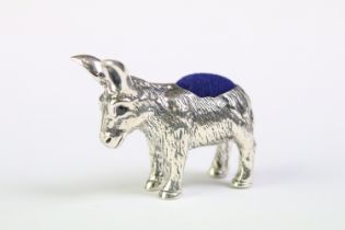 Silver donkey pincushion