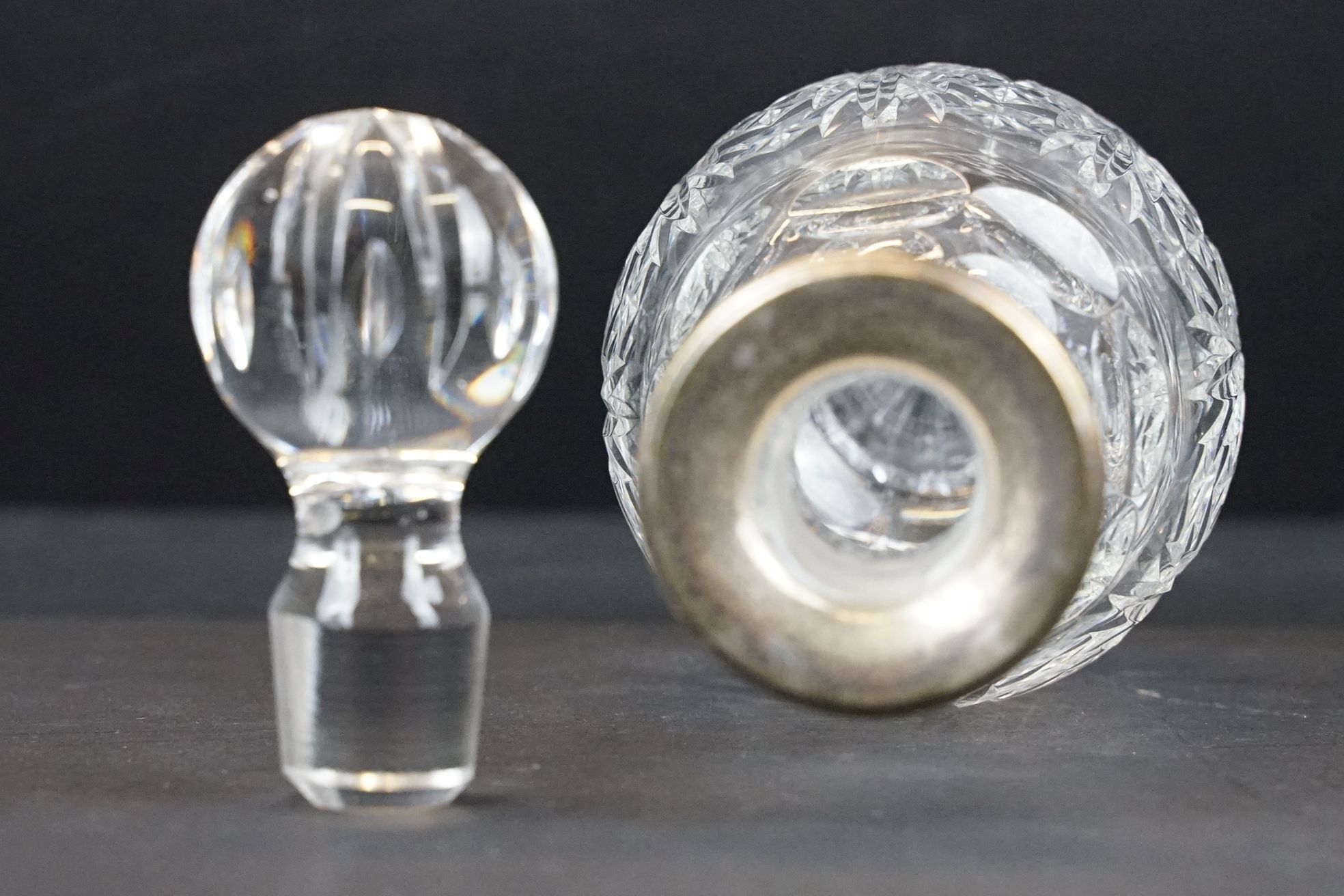 Two pairs of late 20th century cut glass decanters with silver hallmarked collars, circa 1990's ( - Image 13 of 15