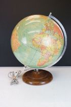 ' Rath Politiska Jordglob 'mid 20th C illuminating terrestrial globe, made in GDR, raised on a