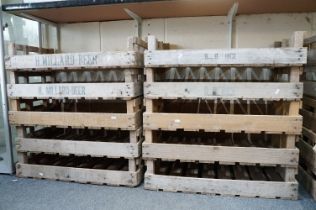 Ten wooden apple / fruit crates, some stamped to sides, measure approx 76cm long x 46cm deep x