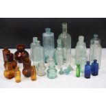 Collection of vintage glass bottles to include Camp Coffee, Tonic, 'Not to be taken' blue glass '