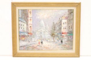 20th century, a framed oil painting Impressionist view of Montmartre, Paris, signed K Neil, 43 x