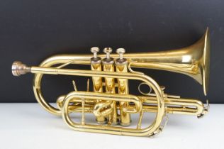 Jupiter JCR-520m brass cornet, with Jupiter 9E mouthpiece