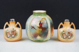 J. Southall for Royal Worcester - An early 20th century jar with hand painted pheasant & tree