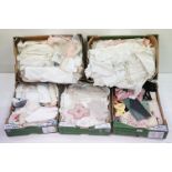 Five boxes of linen and textiles to include: lace, Christening gowns, baby clothes, gloves, bags,